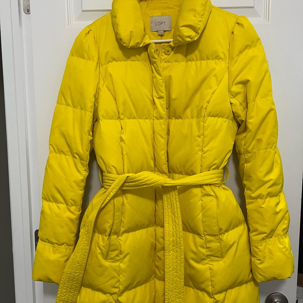 Loft Yellow Puffer Coat with Belt